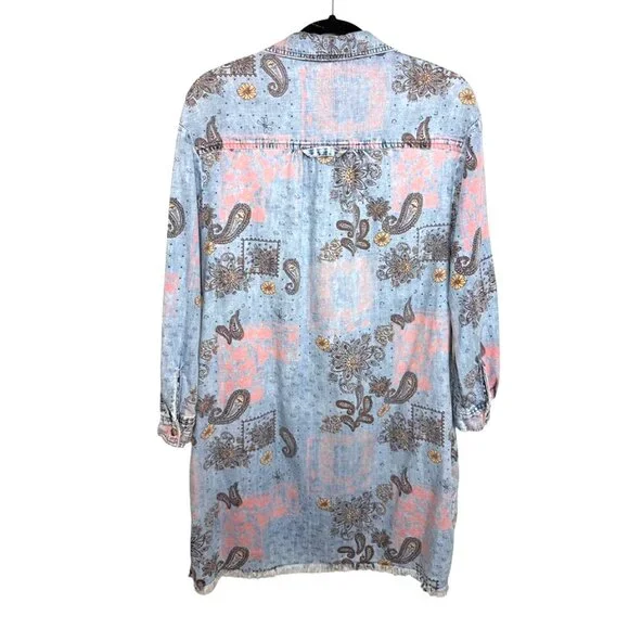 BILLY T Printed Bandana Print Denim Shirtdress - Picture 2 of 7